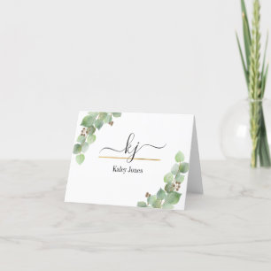 Personalized Name Greenery   From The Desk Of  Tha Letterpress Thank You Card