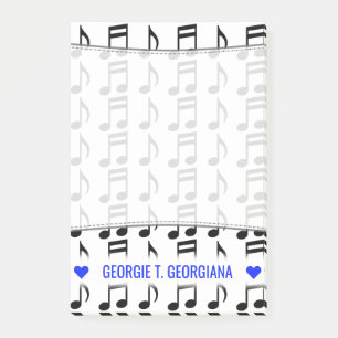 Personalized Name; Grid of Musical Notes Notes
