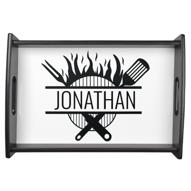 Personalized Name Grill Master BBQ  Serving Tray (Front)