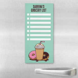 Personalized Name Grocery List Donuts Checklist Magnetic Notepad