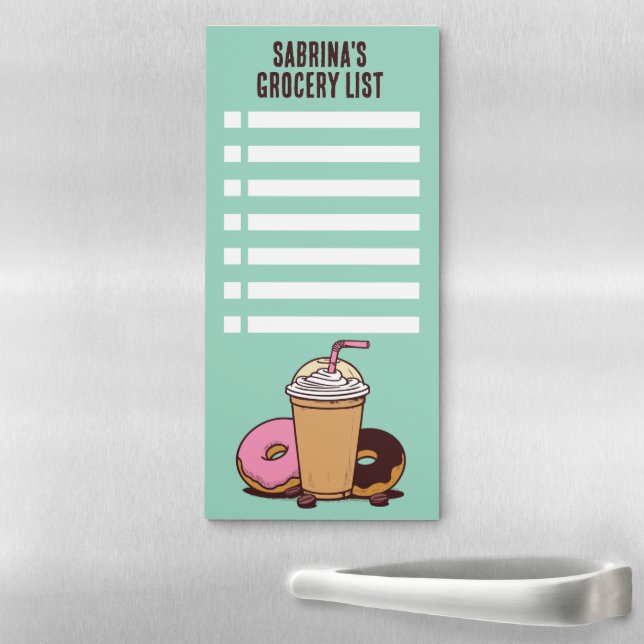 Personalized Name Grocery List Donuts Checklist Magnetic Notepad (In Situ)