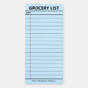Personalized Name Grocery List Magnetic Notepad
