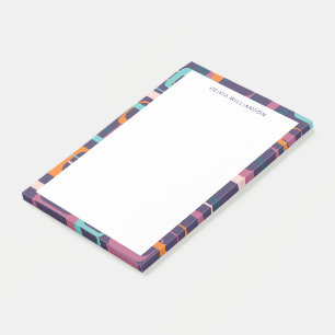 Personalized Name Groovy Retro Purple Border Post-it Notes