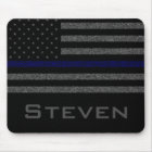 Personalized Name Grunge Thin Blue Line Flag