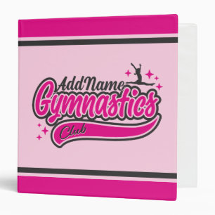 Personalized NAME Gymnast Split Leap Gymnastics 3 Ring Binder