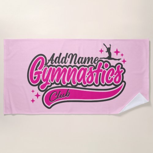 Personalized NAME Gymnast Split Leap Gymnastics  Beach Towel