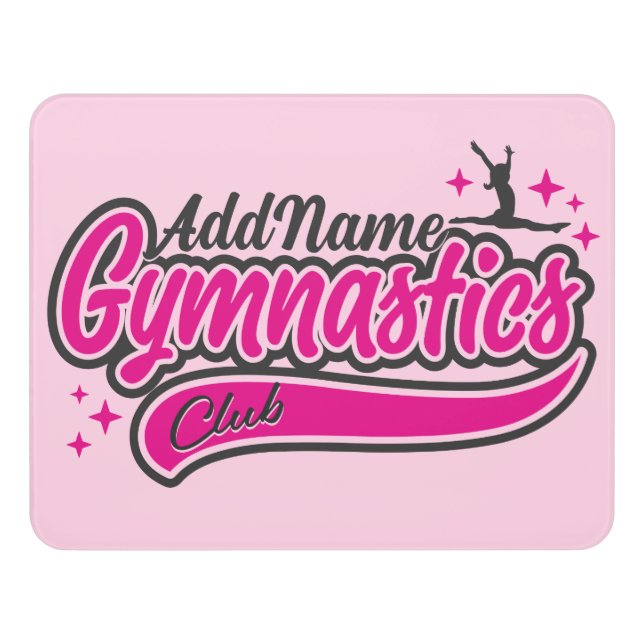 Personalized NAME Gymnast Split Leap Gymnastics  Door Sign (Contemporary Front)