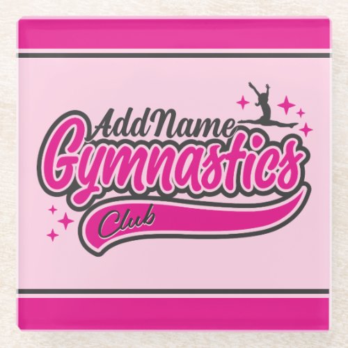 Personalized NAME Gymnast Split Leap Gymnastics Glass Coaster