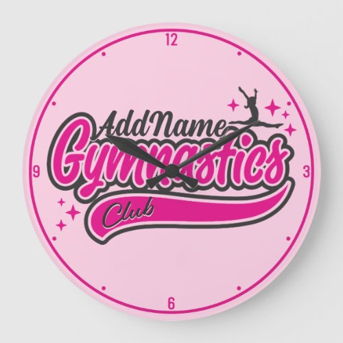 Personalized NAME Gymnast Split Leap Gymnastics Large Clock