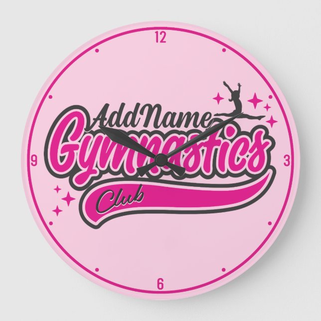 Personalized NAME Gymnast Split Leap Gymnastics Large Clock (Front)
