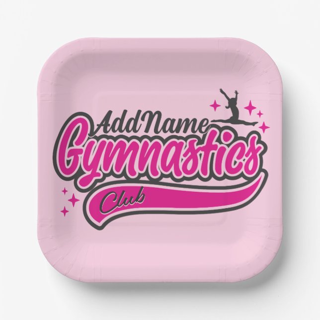 Personalized NAME Gymnast Split Leap Gymnastics  Paper Plates (Front)