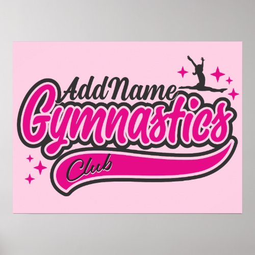 Personalized NAME Gymnast Split Leap Gymnastics Poster
