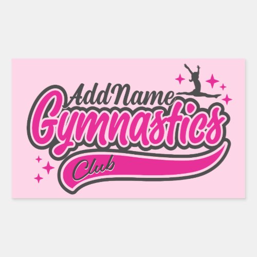 Personalized NAME Gymnast Split Leap Gymnastics  Rectangular Sticker