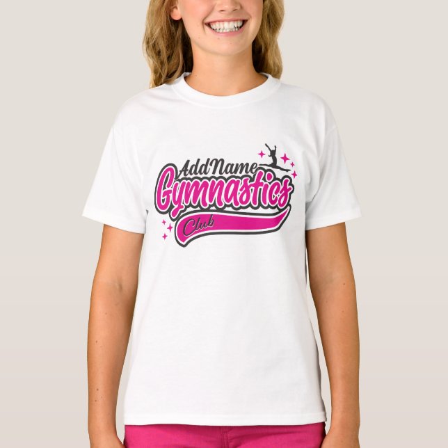 Personalized NAME Gymnast Split Leap Gymnastics  T-Shirt (Front)