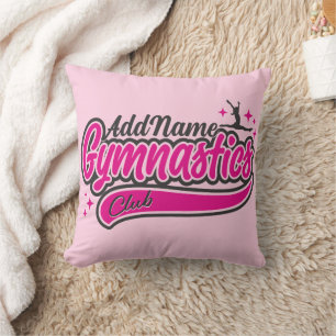 Personalized NAME Gymnast Split Leap Gymnastics Throw Pillow