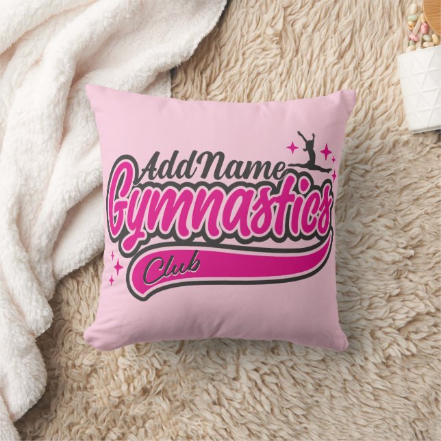 Personalized NAME Gymnast Split Leap Gymnastics Throw Pillow (Blanket)
