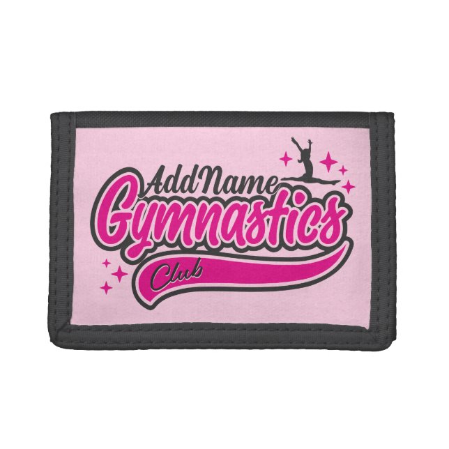 Personalized NAME Gymnast Split Leap Gymnastics  Trifold Wallet (Front)