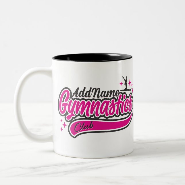 Personalized NAME Gymnast Split Leap Gymnastics  Two-Tone Coffee Mug (Left)