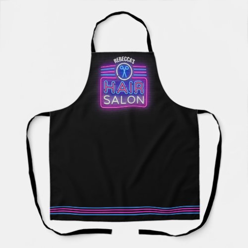 Personalized NAME Hair Salon Stylist Neon Style Apron