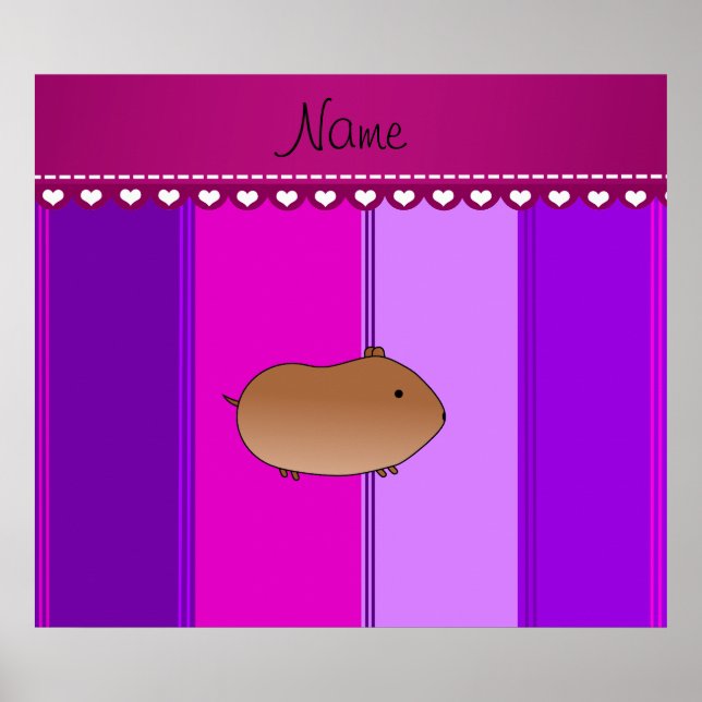 Personalized name hamster purple pink stripes poster (Front)