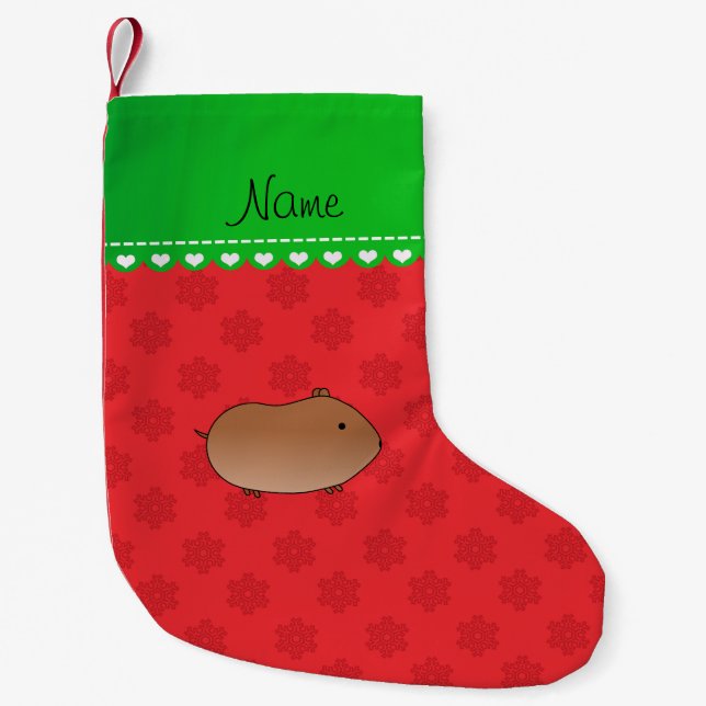 Personalized name hamster red snowflakes small christmas stocking (Front)