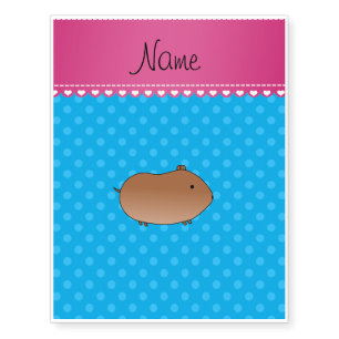 Personalized name hamster sky blue polka dots temporary tattoos