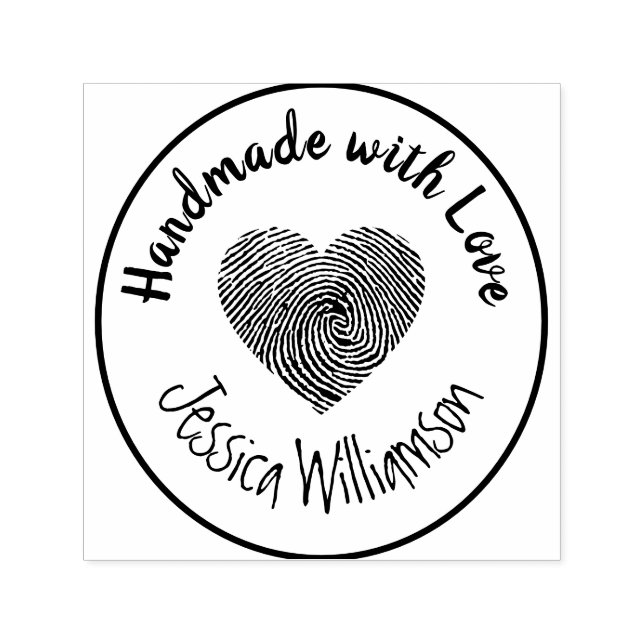 Personalized Name Handmade with Love Heart Self-inking Stamp (Design)