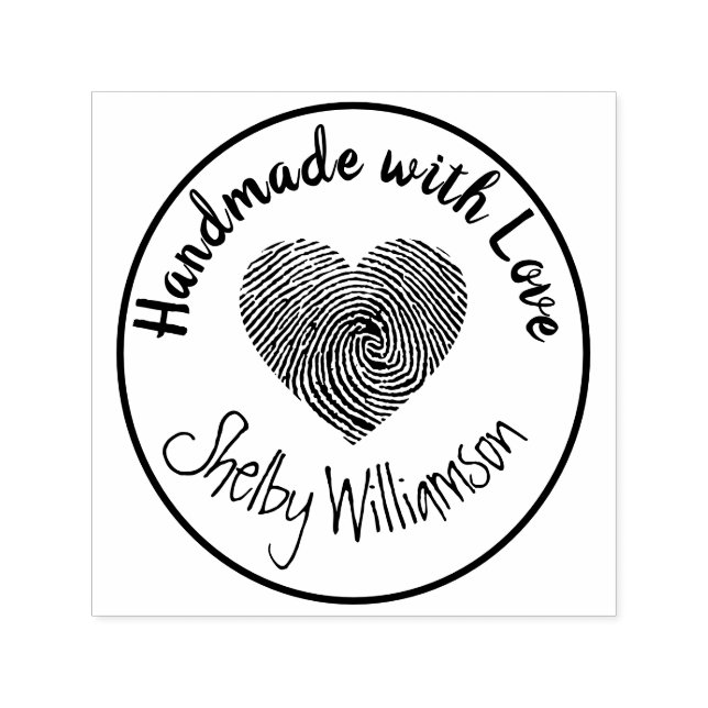 Personalized Name Handmade with Love Heart Self-inking Stamp (Design)