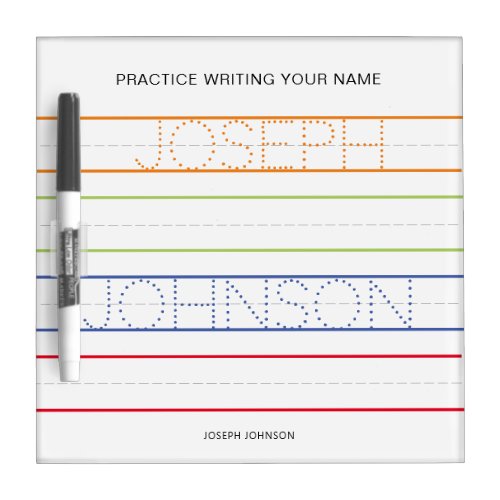 Personalized Name Handwriting Boys Practice  Dry Erase Board