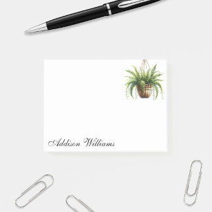 Personalized Name Hanging Fern Plant Post-it Notes