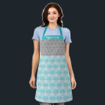 Personalized Name Hanukkah Menorah Star Holiday  Apron<br><div class="desc">Celebrate the Festival of Lights in style with this personalized Hanukkah apron featuring a modern menorah and star pattern in blue and gray. Customized with your name, this apron is perfect for preparing holiday meals, baking festive treats, or hosting Hanukkah gatherings. The elegant design blends tradition with a contemporary touch,...</div>