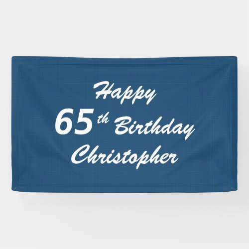 Personalized Name Happy 65th Birthday Blue Plaid Banner