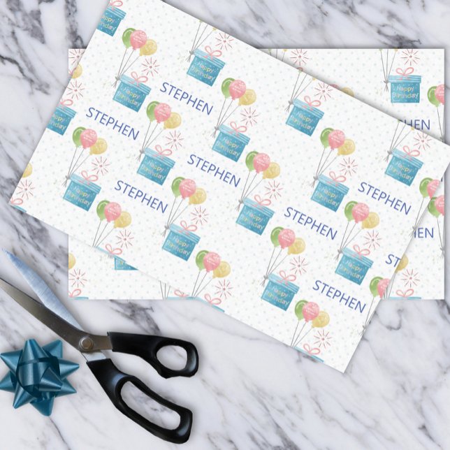 Personalized Name happy Birthday Monogram   Tissue Paper (Creator Uploaded)