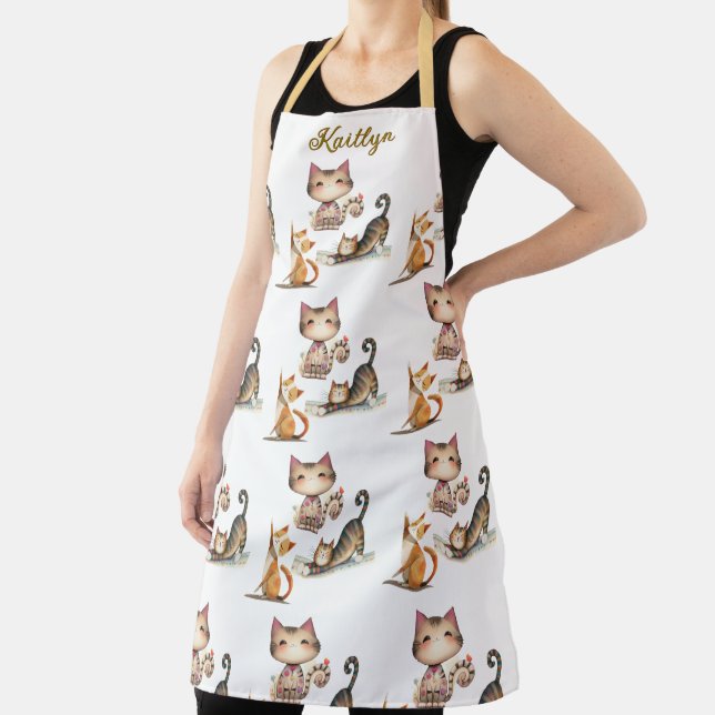Personalized Name Happy Cats the Lady Apron (Insitu)