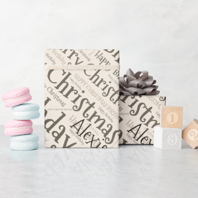 Personalized Name Happy Christmas Birthday Funny Wrapping Paper (Baby Shower)