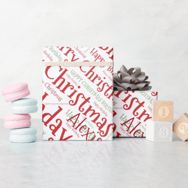   Personalized Name Happy Christmas Birthday Funny Wrapping Paper (Baby Shower)
