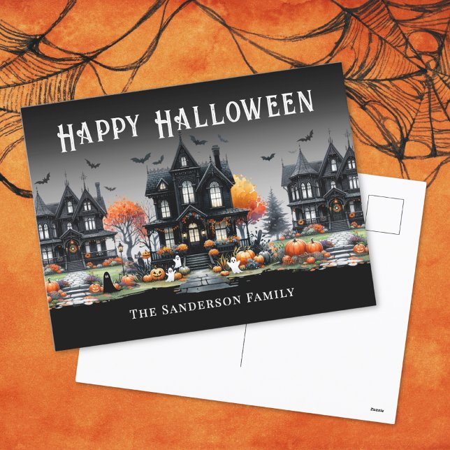 Personalized Name Happy Halloween Holiday Postcard (Personalized Name Happy Halloween Holiday Postcard )