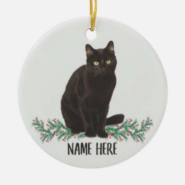 Personalized Name Havana Cat Black Gifts 2022 Chri Ceramic Ornament (Front)