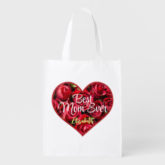Personalized Name Heart Best Mom Ever Mother's Day Grocery Bag