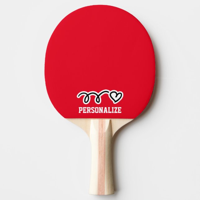 Personalized name heart design ping pong paddle (Front)