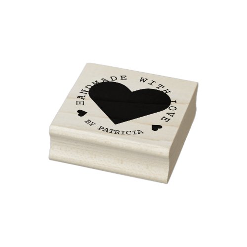 Personalized Name Heart Handmade With Love Rubber Stamp