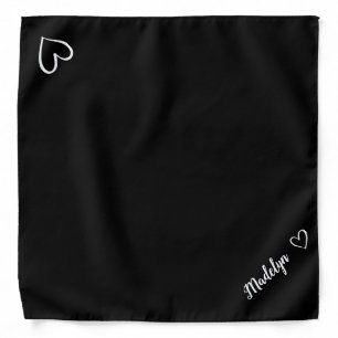 Personalized Name Heart Shape Minimalist Black Bandana