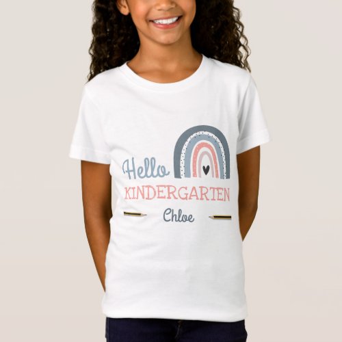 Personalized name Hello Kindergarten first day T_Shirt