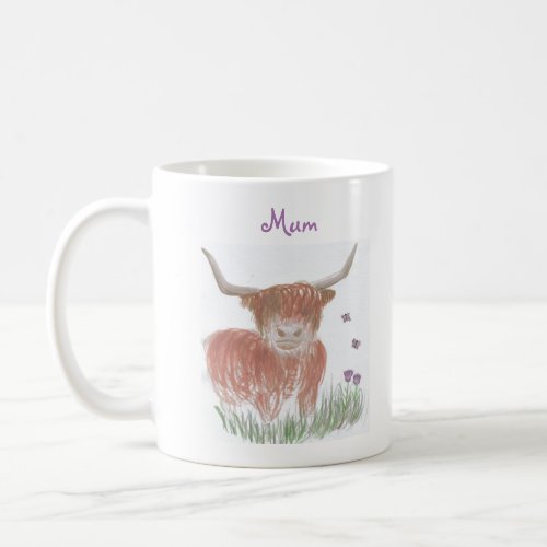 personalized name highland cow cup coffee mug