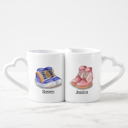 Personalized Name His  Her Sneakers  Coffee Mug Set