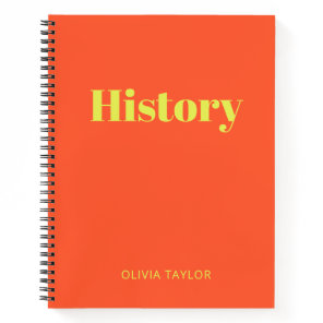 Personalized Name History Class Orange Yellow Notebook