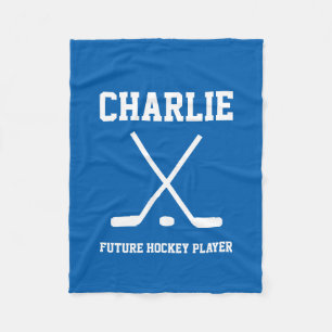 Personalized name hockey player fleece blanket