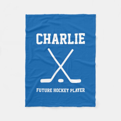 Personalized name hockey player fleece blanket