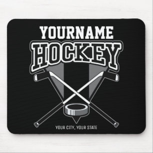 Personalized NAME Hockey Player Stick Puck Team   Mouse Pad