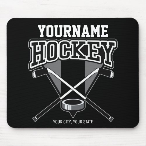 Personalized NAME Hockey Player Stick Puck Team   Mouse Pad